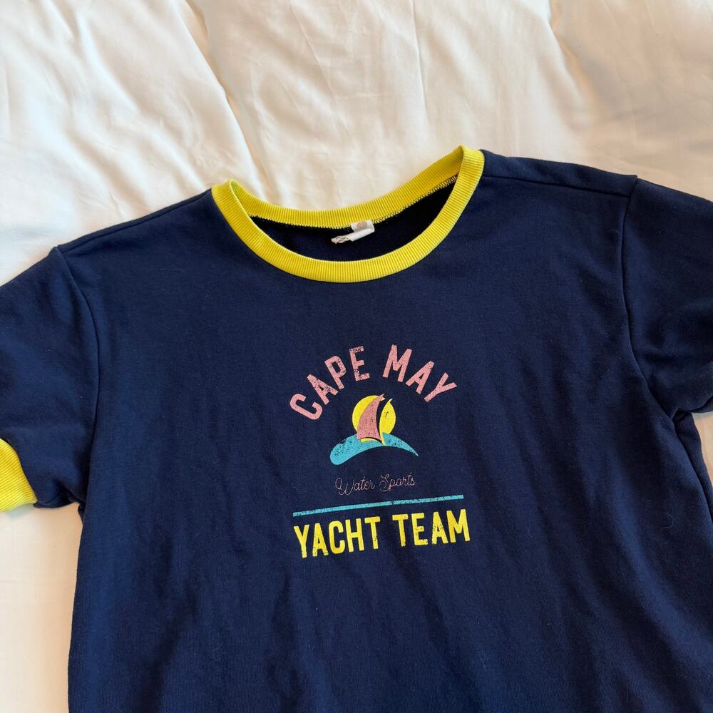 Anthropologie Daily Practice Cape May Yacht Team Navy Sweatshirt Tee Size S